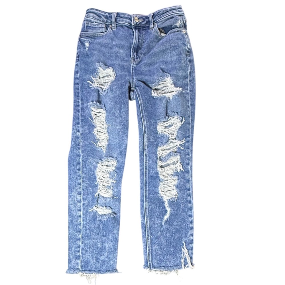 American Eagle Ripped Jeans Extreme Distressed Denim Standard Regular Size 0